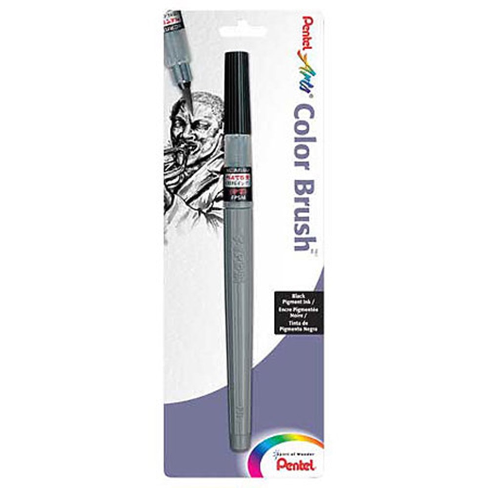 Pentel, Black, Brush Pen, Art & School, Refillable, 53694